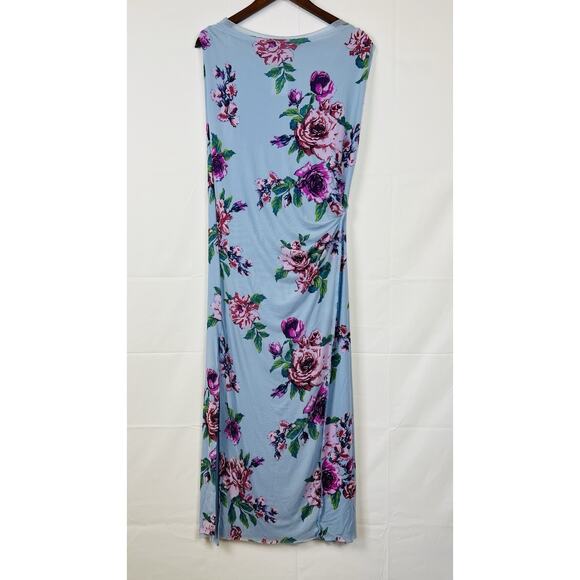 FREE PEOPLE Floral Rose Print Mesh Carmel Side Slit Bodycon Midi Dress L - Picture 8 of 11
